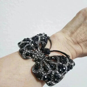 Rhinestone Butterfly Clamper Bracelet